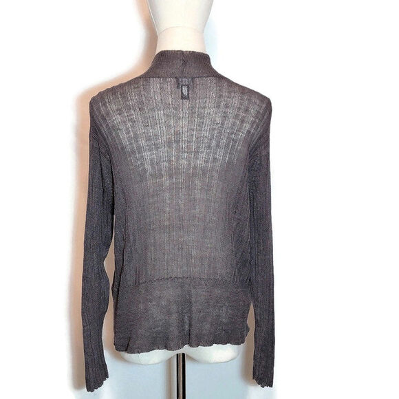 Eileen Fisher Linen Cardigan Sweater Lightweight Brown Gray Classic Summer M - Picture 11 of 14